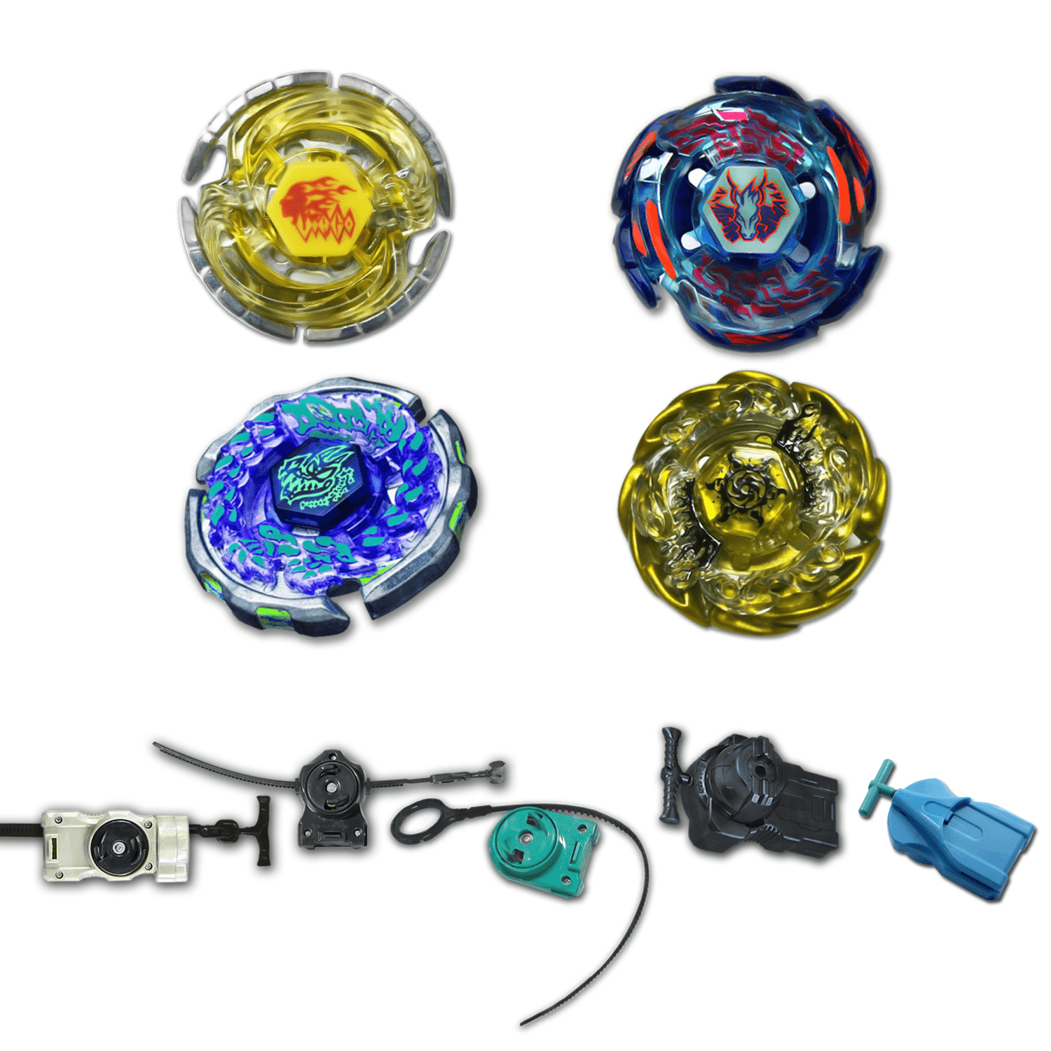 Beyblade Set: Galaxy Pegasus, Virgo, Ray Gil, Sol Blaze Gold