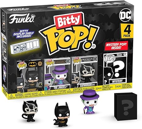 889698811279Funko Bitty POP! Batman 85th - Batman, 4-Pack and A Surprise Mystery Mini Figure - 0.9 Inch (2.2 Cm) - DC Comics Collectable - Stackable Display Shelf Included - Gift Idea - Party Bags Stocking