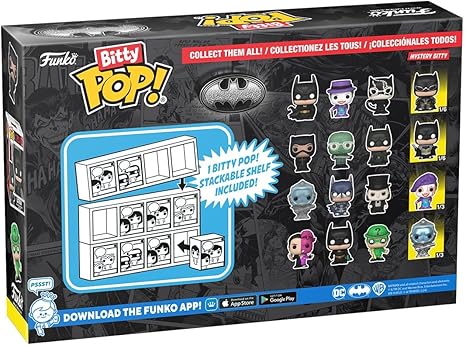 889698811279Funko Bitty POP! Batman 85th - Batman, 4-Pack and A Surprise Mystery Mini Figure - 0.9 Inch (2.2 Cm) - DC Comics Collectable - Stackable Display Shelf Included - Gift Idea - Party Bags Stocking