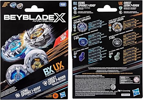 Beyblade X Cowl Sphinx 1-80GF BX & Crest Leon 7-60GN UX Dual Pack Set