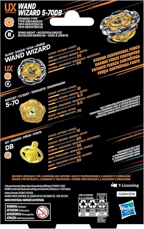 Beyblade X Wand Wizard 5-70DB UX Starter Pack Top and Launcher