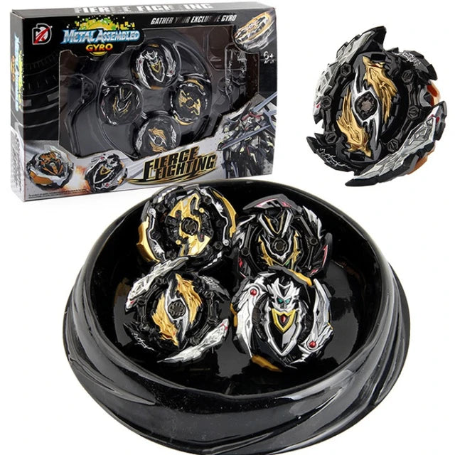 Beyblade Burst 4pc Set Black Gold Edition front view