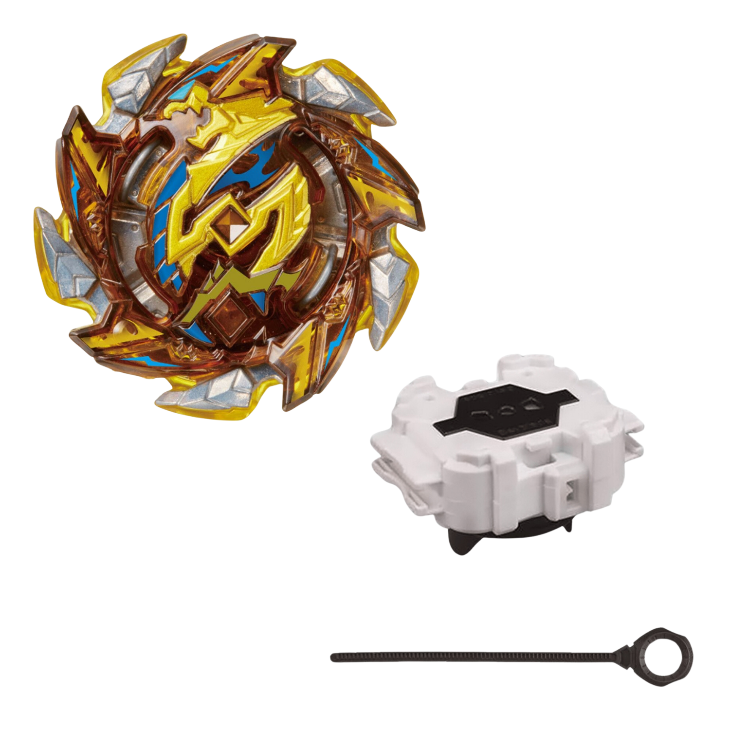 Close-up of GOLD Hell Salamander in B-125 02 Burst Beyblade
