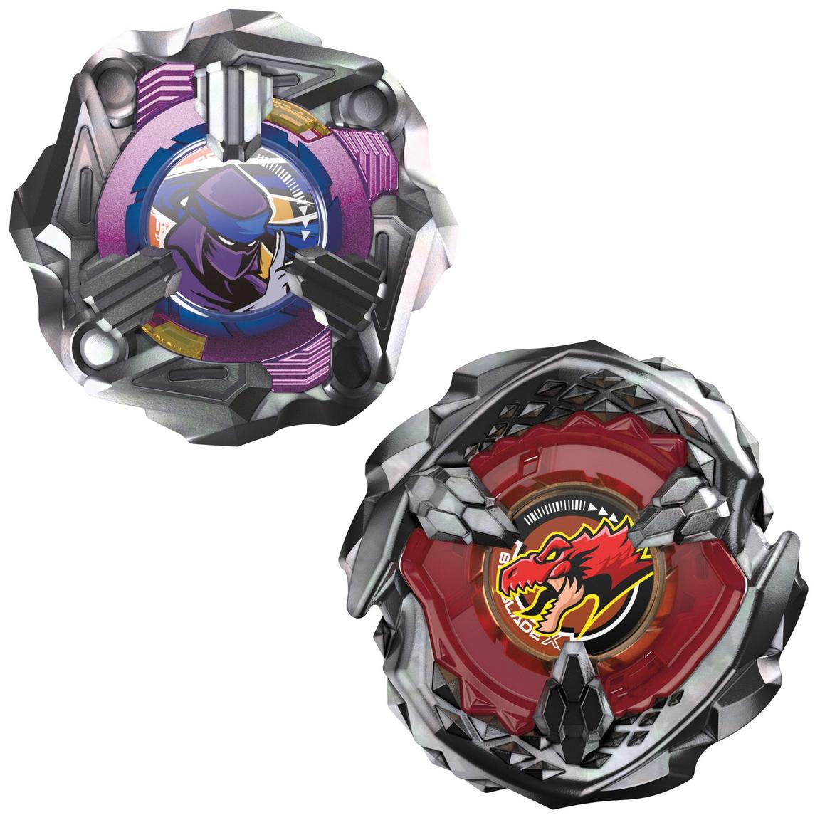 Beyblade X Beat Tyranno 4-70Q and Knife Shinobi 4-80HN Dual Pack front view