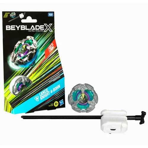 Beyblade X Lance Knight 4-80HN Starter Pack front view with launcher