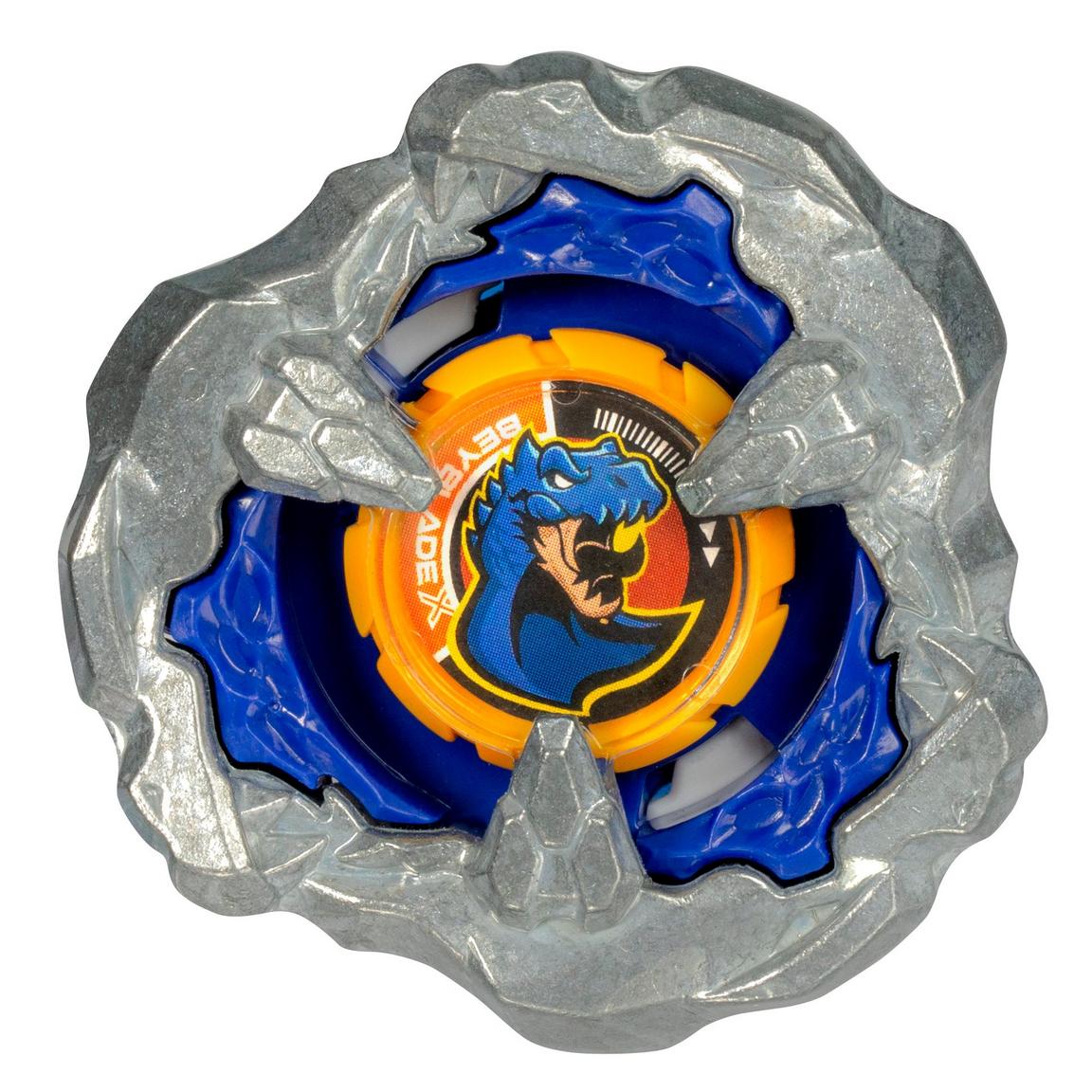 Close-up of Beyblade X Roar Tyranno 9-60GF blade and ratchet details