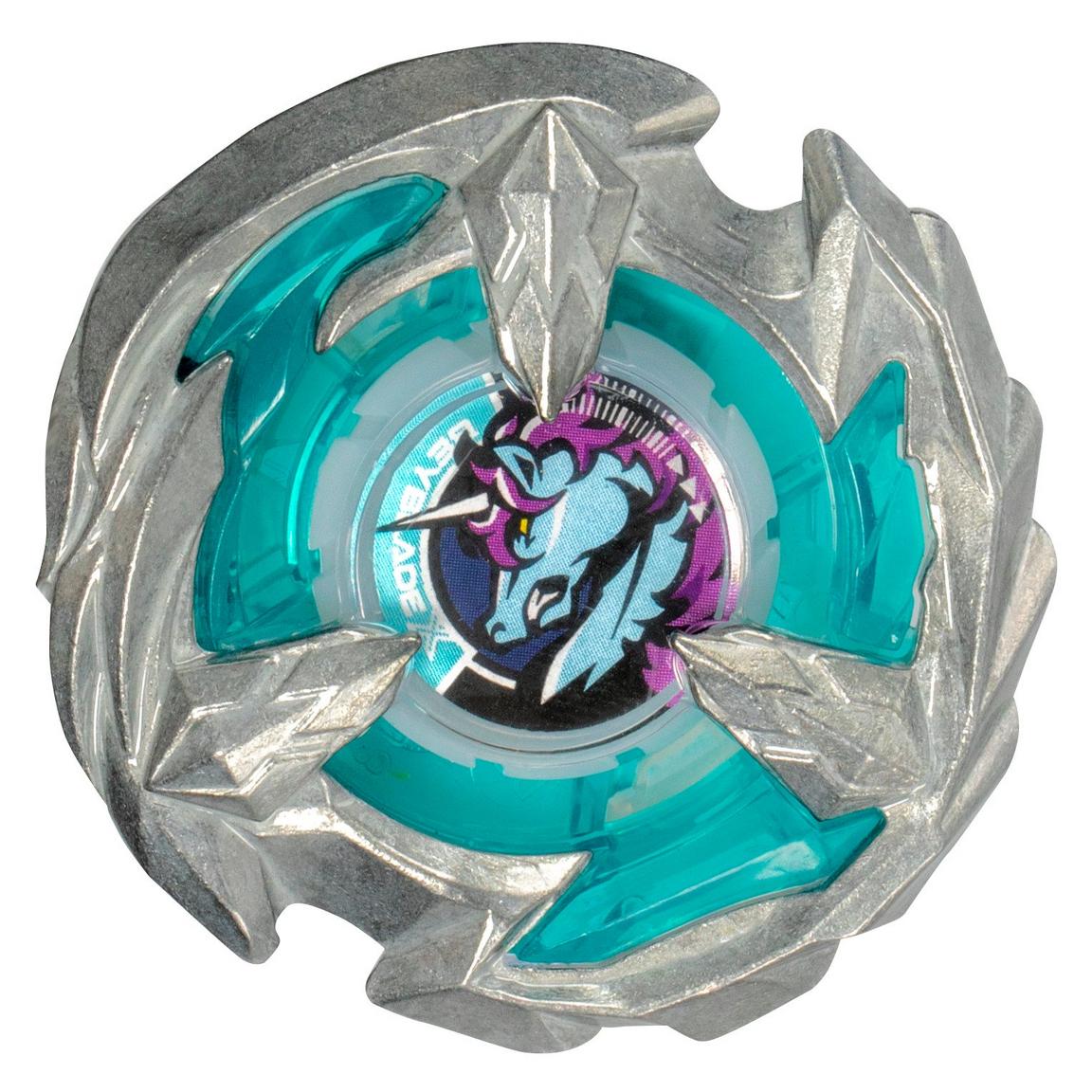 Close-up of Beyblade X Sting Unicorn 5-60GP blade and ratchet details