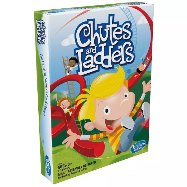Side view of Chutes & Ladders gameboard for kids ages 3 and up