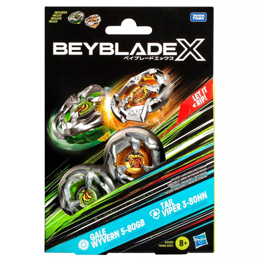 Beyblade X Gale Wyvern and Tail Viper Dual Pack in original Takara Tomy packaging