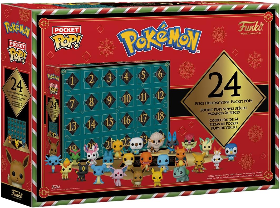Pokémon 2023 Pocket Pop Advent Calendar displayed on collection shelf