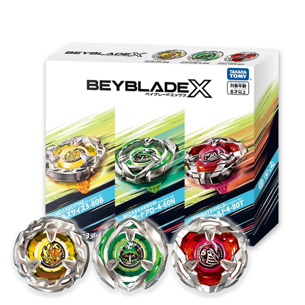 Takara Tomy Beyblade X BX-08 3on3 Deck Set - Hells Scythe & More