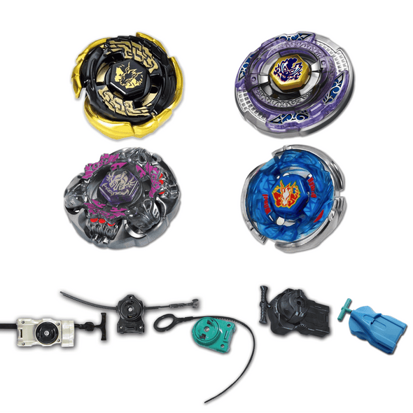 Beyblade 4 Pack Gravity Perseus BB-80, Gold Galaxy Pegasus BB-70, Storm Pegasus BB-28, Scythe Kronos BB-113 + 1 Free Launcher-Beyblades-Blowout,bundle pack,Essential,holidaygiftguide,Preset,RANDO1,RANDO2,Rebuy,sale