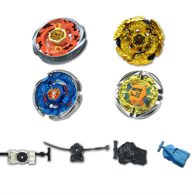 Beyblade 4 Pack Storm Pegasus 105RF BB-28, Burn Phoenix Fireblaze 135MS BB-59, Flame Sagittario C145S BB-35, Hell Kerbecs Hades BD145DS BB-99 +1 Free Launcher-The Beybladers-Preset,Rebuy