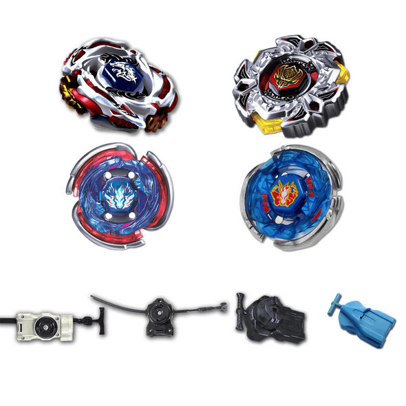 Beyblade 4 Pack Storm Pegasus 105RF BB-28, Meteo L-Drago LW105LF BB-88, Variares D:D BB-114, Big Bang Pegasus (Cosmic Pegasus) F:D BB-105 +1 Free Launcher-The Beybladers-Preset,Rebuy