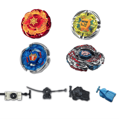 Beyblade 4 Pack Storm Pegasus 105RF BB-28, Sol Blaze Red V145AS, Flame Sagittario C145S BB-35, L-Drago Destroy Destructor F:S BB-108 +1 Free Launcher-The Beybladers-Preset,Rebuy