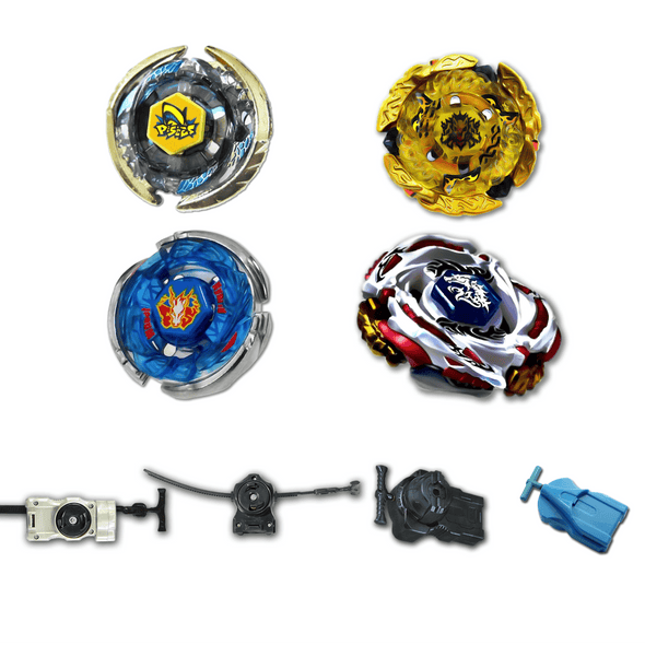 Beyblade 4 pack Storm Pegasus 105RF BB-28, Thermal Pisces T125ES BB-57, Meteo L-Drago LW105LF BB-88, Hell Kerbecs Hades BD145DS BB-99 +1 Free Launcher-The Beybladers-Preset,Rebuy