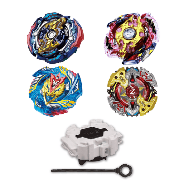 Beyblade Burst 4 Pack Judgement Joker B-142, Legend Spriggan B-86, Cho-Z Valkyrie B-127, Galaxy Zeus B-90 w/ Free launcher-The Beybladers-bundle pack,Burst,Essential,limited edition,Preset,Rebuy