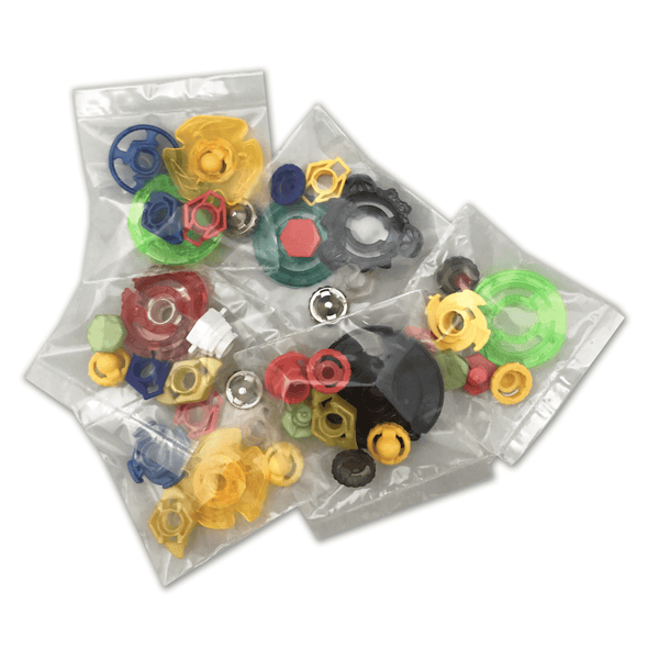 12 Piece Beyblade Plastic & Metal Parts Customizing Set - Performance Tips, Energy Rings, Spin Tracks, and Face Bolts-Beyblades-Launchers & Grips
