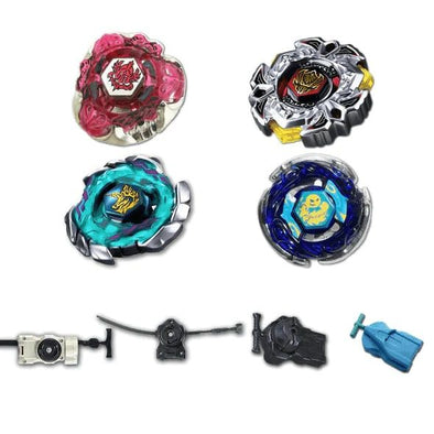 Beyblade 4 Pack Variares D:D BB-114, Gravity Perseus Red BD145XF BB-106, Storm Aquario 100HF/S BB-37, Blitz Unicorno Striker 100RSF BB-117 +1 Free Launcher-The Beybladers-Preset,Rebuy