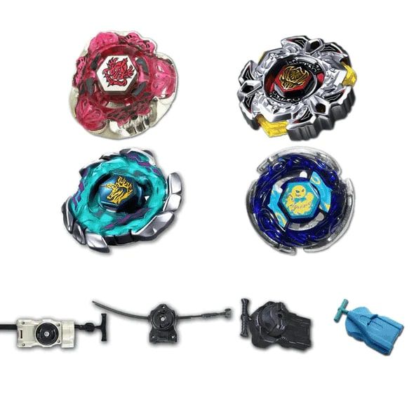 Beyblade 4 Pack Variares D:D BB-114, Gravity Perseus Red BD145XF BB-106, Storm Aquario 100HF/S BB-37, Blitz Unicorno Striker 100RSF BB-117 +1 Free Launcher-The Beybladers-Preset,Rebuy