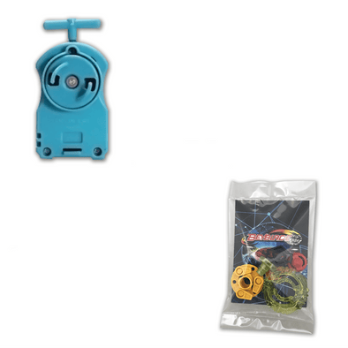 Blue BB-17 Beyblade String Launcher with 5 Piece Customizing Combo Set-Beyblades-Launchers & Grips,Metal Fury