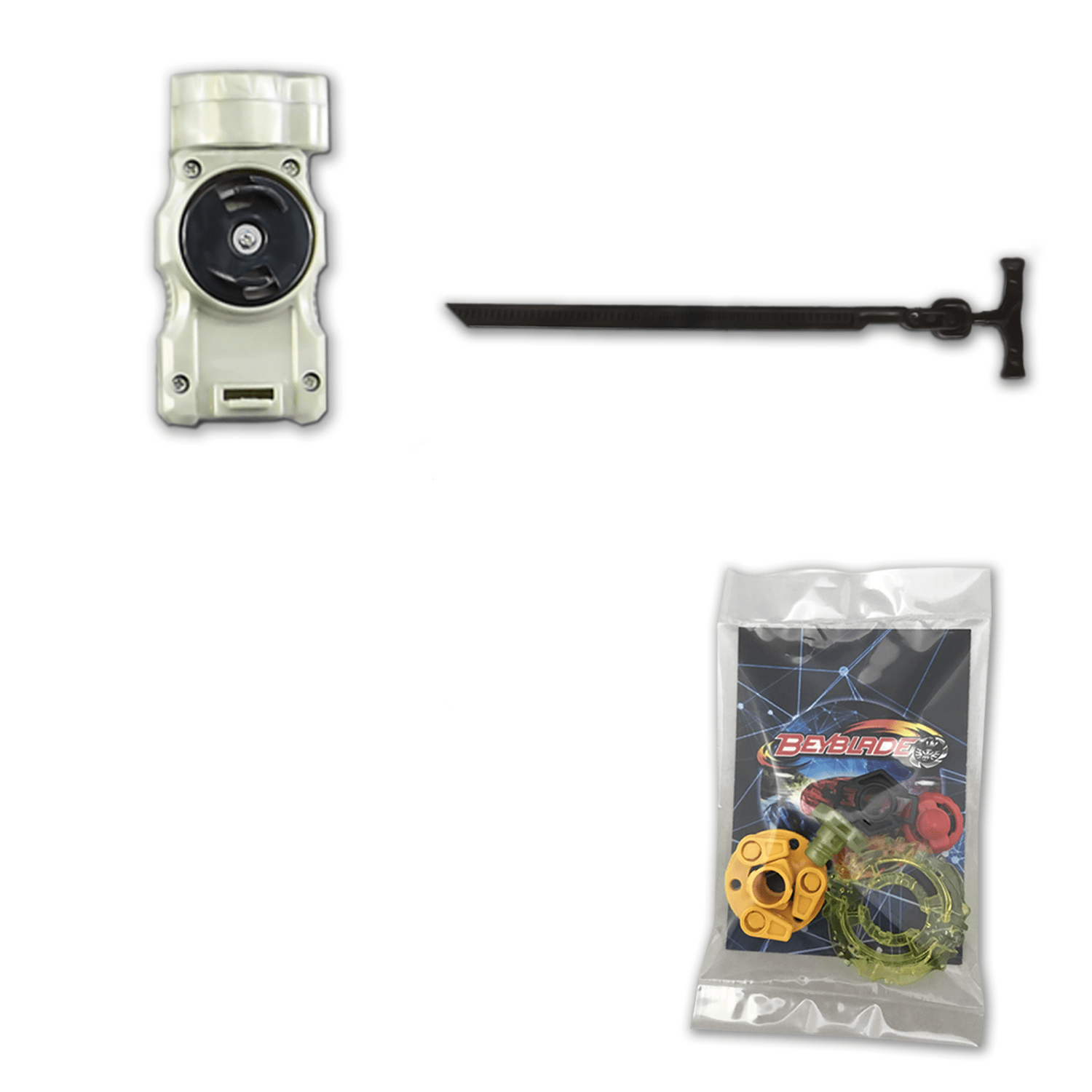 Snipe BB-103 Beyblade Launcher with 5 Piece Customizing Combo Set-Beyblades-Launchers & Grips,Metal Fury