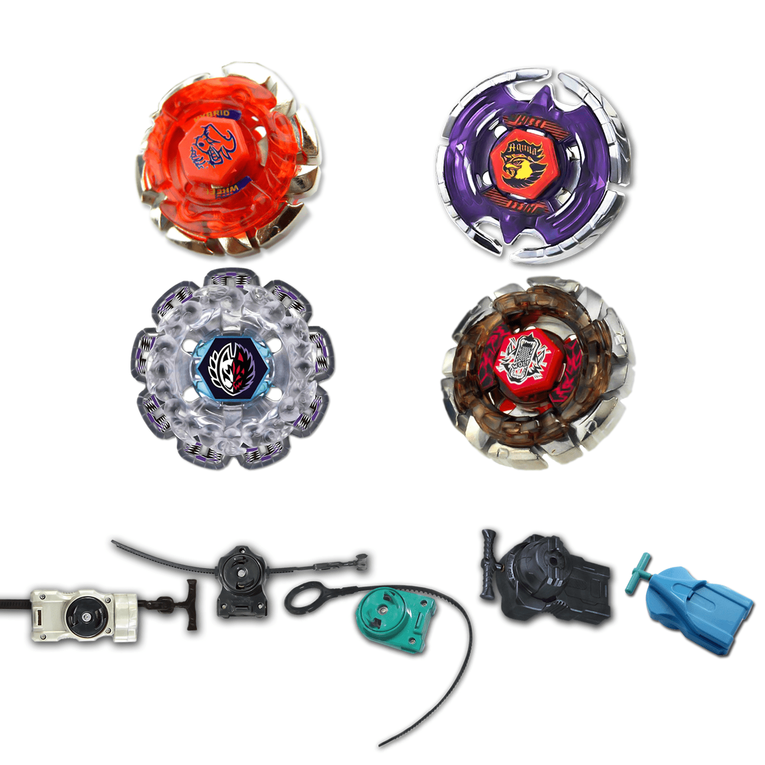 Timeless Pack 4 Beyblade Set with Earth Eagle and Bonus Launcher