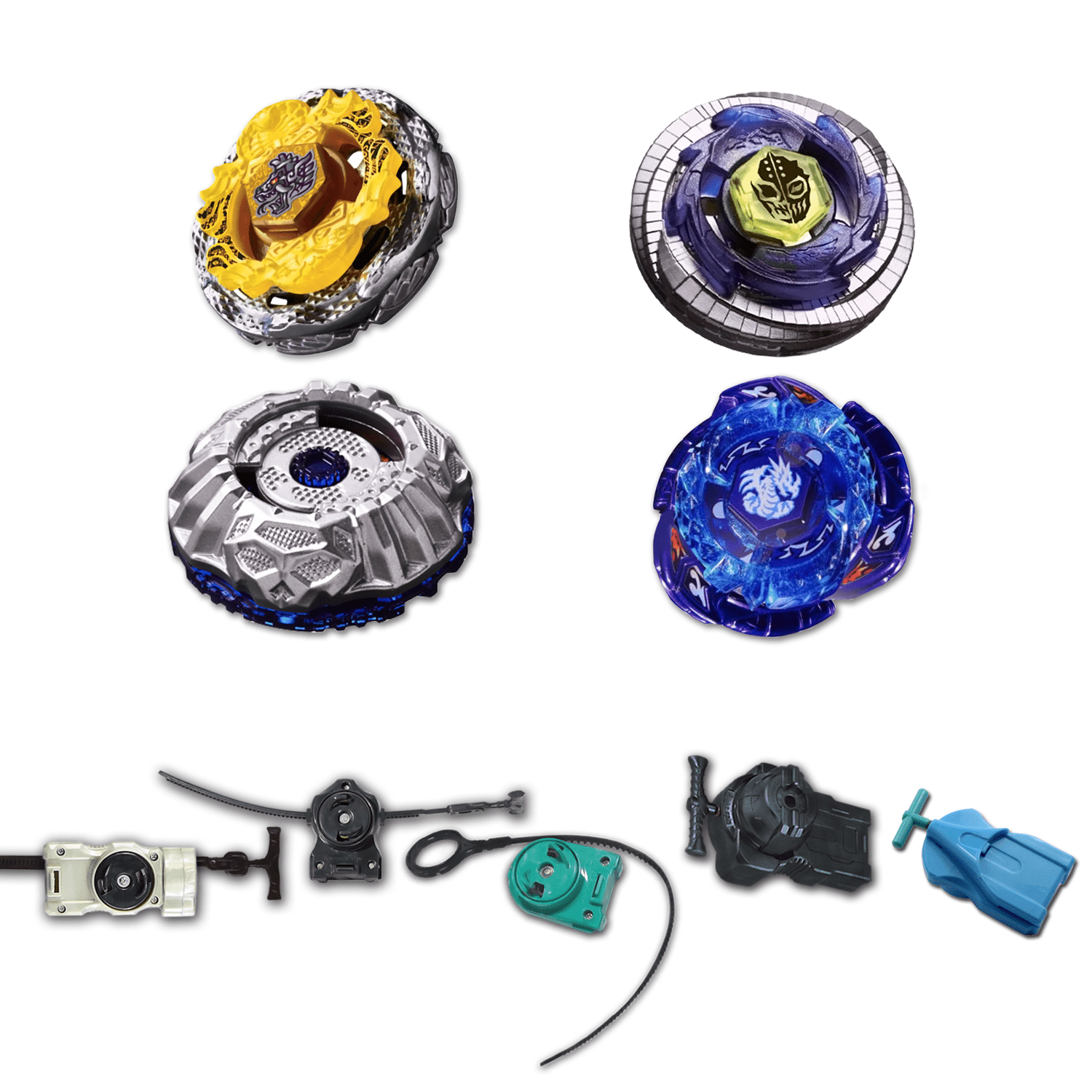 Oceana Pack 4 Beyblade Set with Death Quetzacoatl and Bonus Launcher