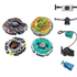 Close-Up of Ray Unicorno, Galaxy Pegasus, Virgo, and Cancer Beyblades